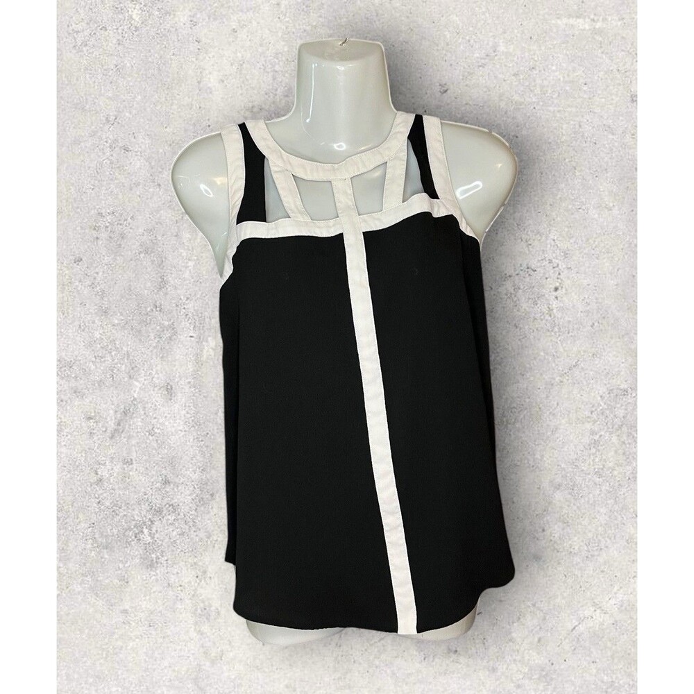 Candies Women's Size XS Black White Colorblock Halter Top Sleeveless Blouse